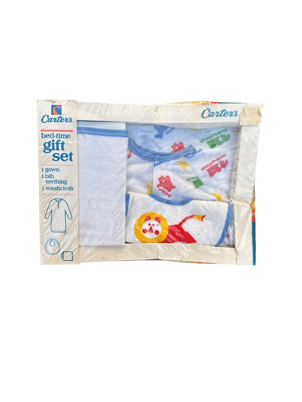 Vintage 1980s Carters Bed Time Gift Set Animal Print Carters Bed Time Gift Set